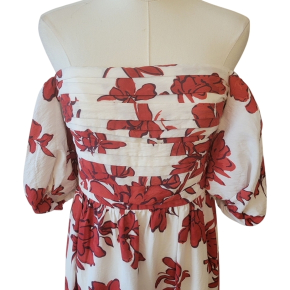 Abercrombie & Fitch Emerson Floral Off the Shoulder Maxi Dress Size Med Petite - Picture 4 of 7